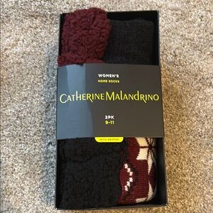 Catherine Malandrino Burgundy and Black Crew Socks Pack